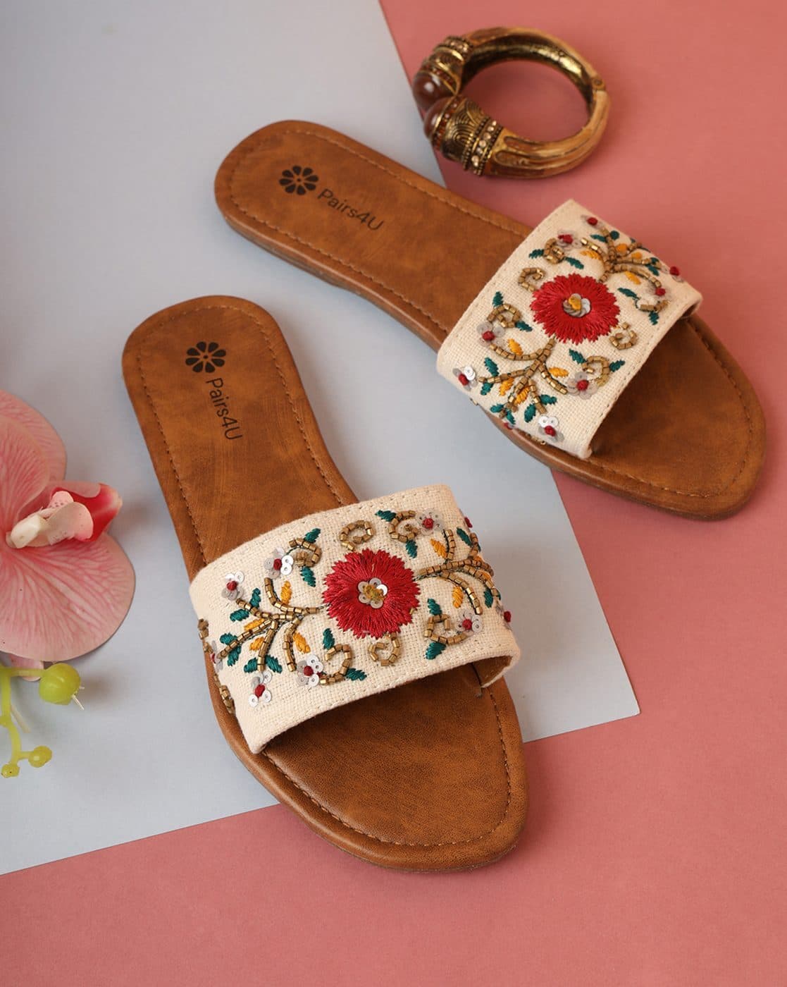 Women Flip-Flops with Canvas Upper