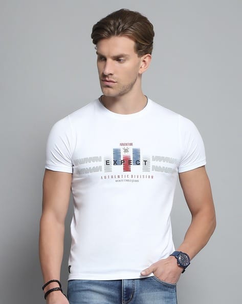 Monte Carlo T Shirts Shop Online Men Micro Print Regular Fit T-shirt