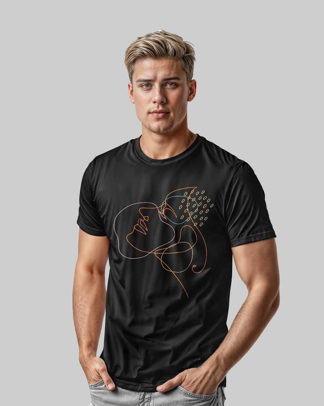 creativit Men Cotton Regular Fit T-shirt   (Black)