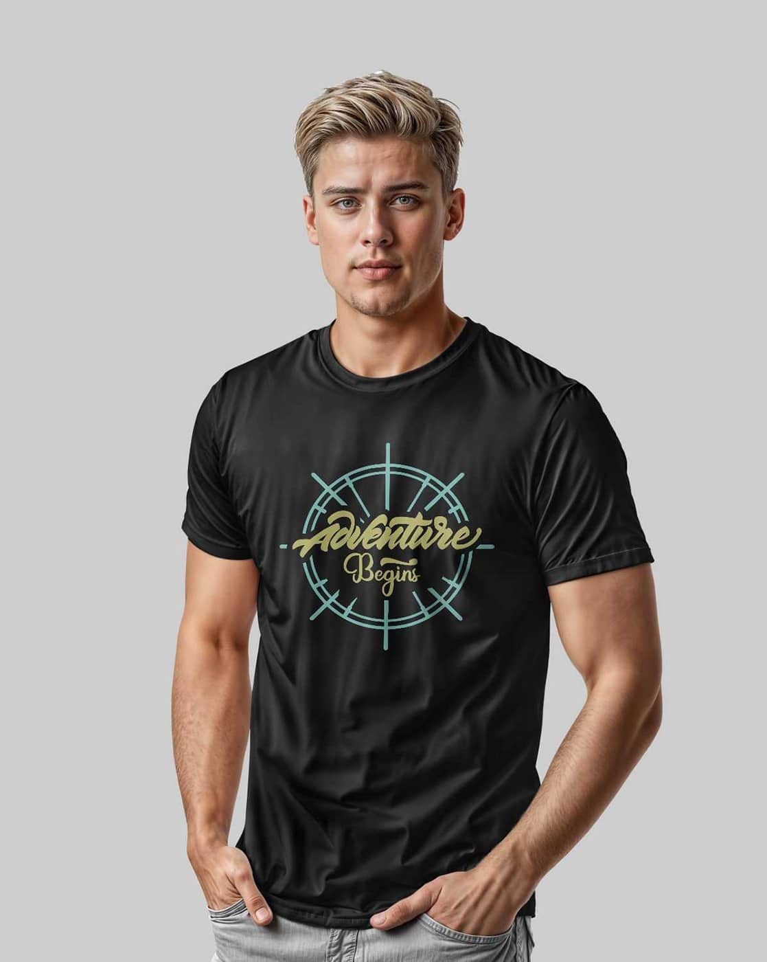 creativit Men Graphic Regular Fit T-Shirt  (Black)