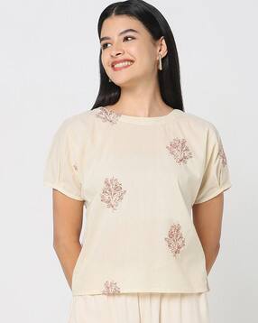 r&b Women Floral Print Round-Neck Tunic-picture-25