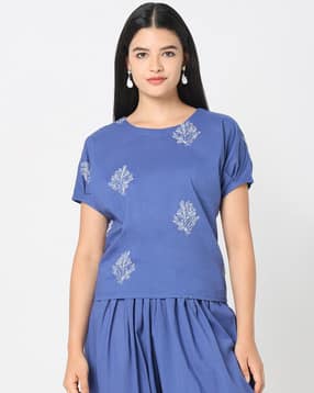 r&b Women Floral Print Round-Neck Tunic-picture-10