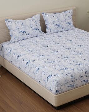 huesland 144 TC Leaf Print King Size Bedsheet-picture-8