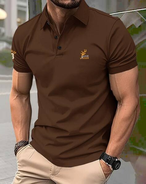 EYEBOGLER Men Embroidered Regular Fit Shirt with Collar Neck