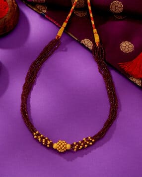 Women Rajwadi Yellow Gold Thushi Necklace