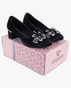 Women Embellished Slip-On Heeled Shoes-image-38
