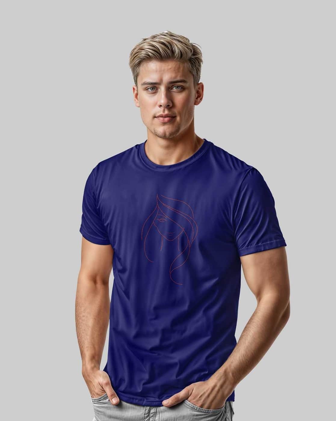 creativit Men Cotton Regular Fit T-shirt (Blue)