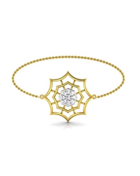 Avsar Women Yellow Gold Diamond-Studded Link Bracelet
