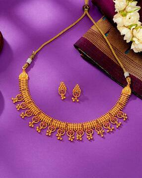 Women Gilded Gold Necklace & Earrings Set