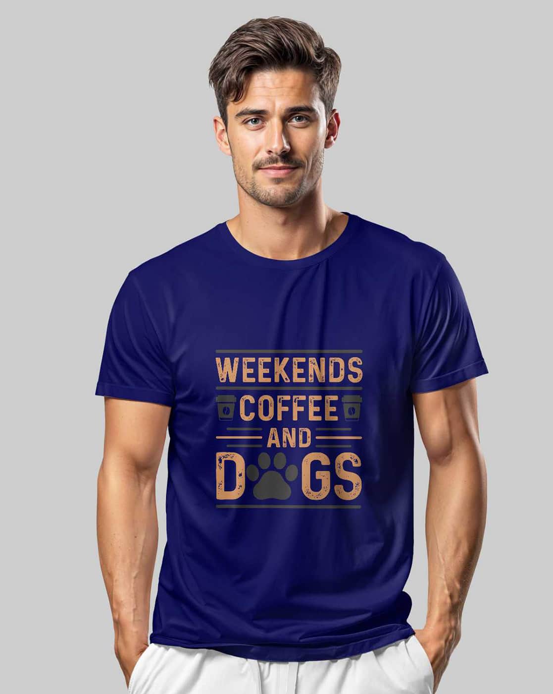 creativit Men Graphic Print Regular Fit Round-Neck T-Shirt (Blue)