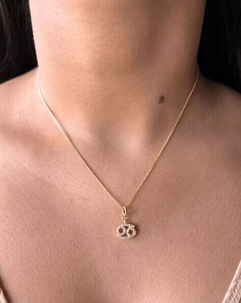 FIAN Women Sterling Silver Gold-Plated Horoscope Cancer Pendant with Chain