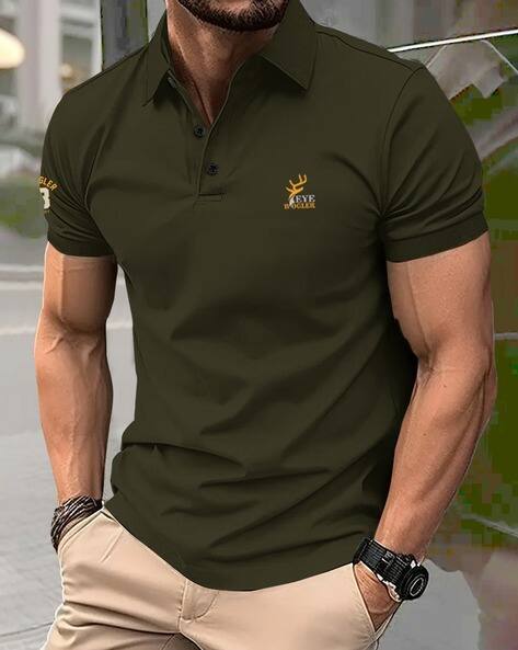 EYEBOGLER Men Lounge Polo T-Shirt with Logo Embroidery