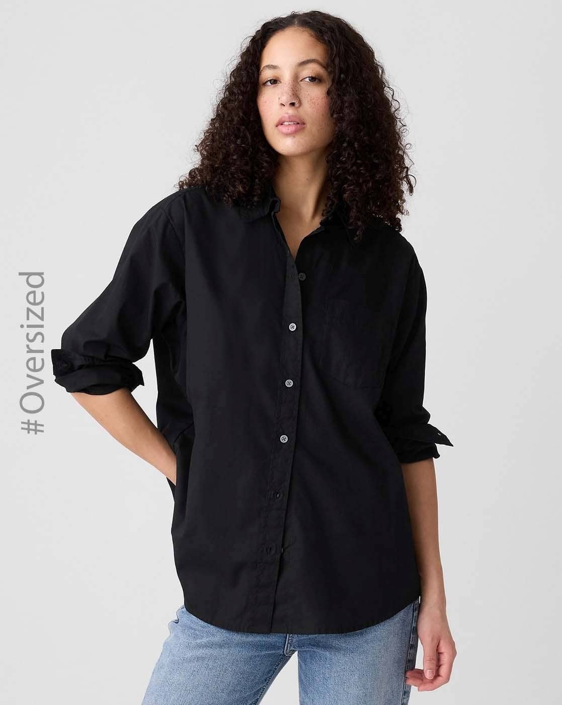 Women Solid Full-Sleeve Poplin Big Shirt