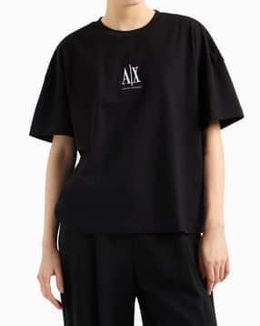armani exchange Women Logo Print Relaxed Fit Cotton Crew-Neck T-Shirt-picture-48