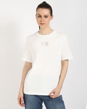 tommy hilfiger Women Versity Brand Print Relaxed Fit Crew-Neck T-Shirt-picture-14