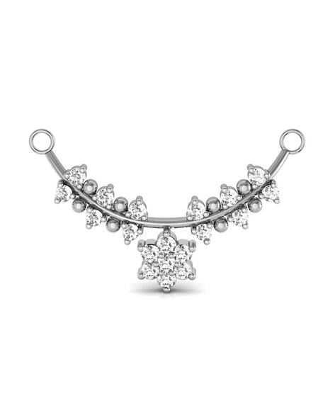 Avsar Women White Gold CZ Stone-Studded Nilam Mangalsuta
