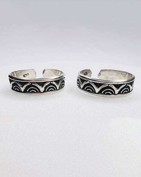Arte Women Sterling Silver Oxidized Toe Rings