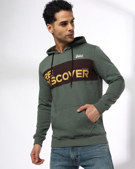 JOHN PLAYERS SELECT Men Typographic Print Regular Fit Hoodie