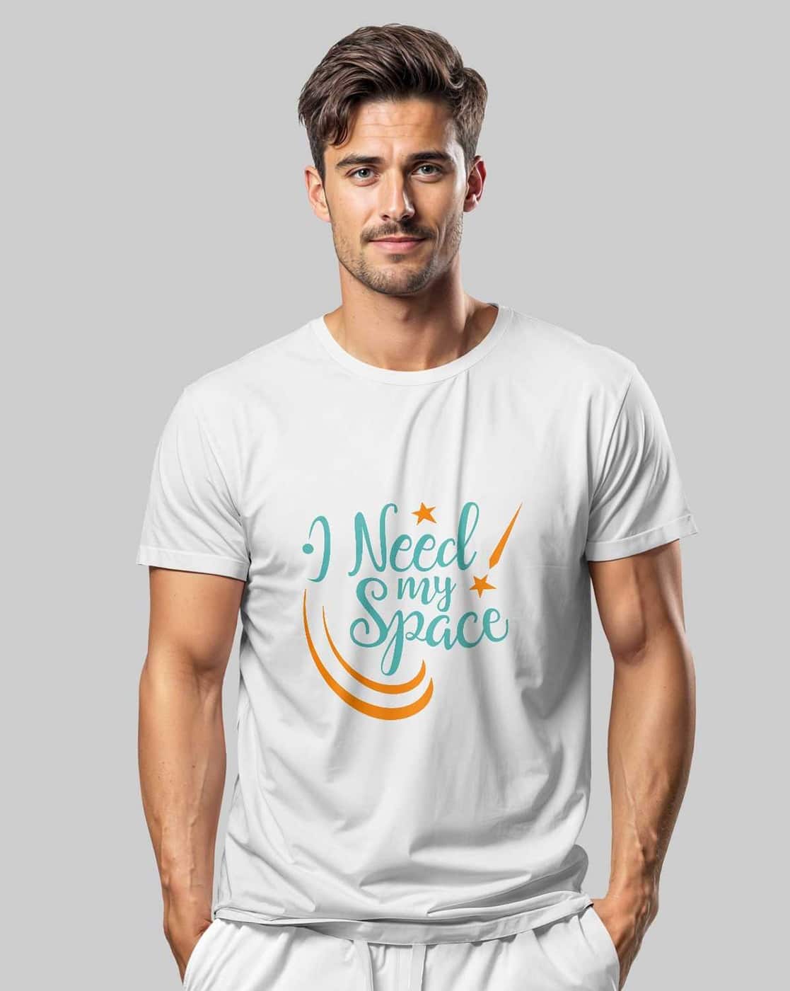 creativit Men Graphic Print Regular Fit Round-Neck T-Shirt (White)