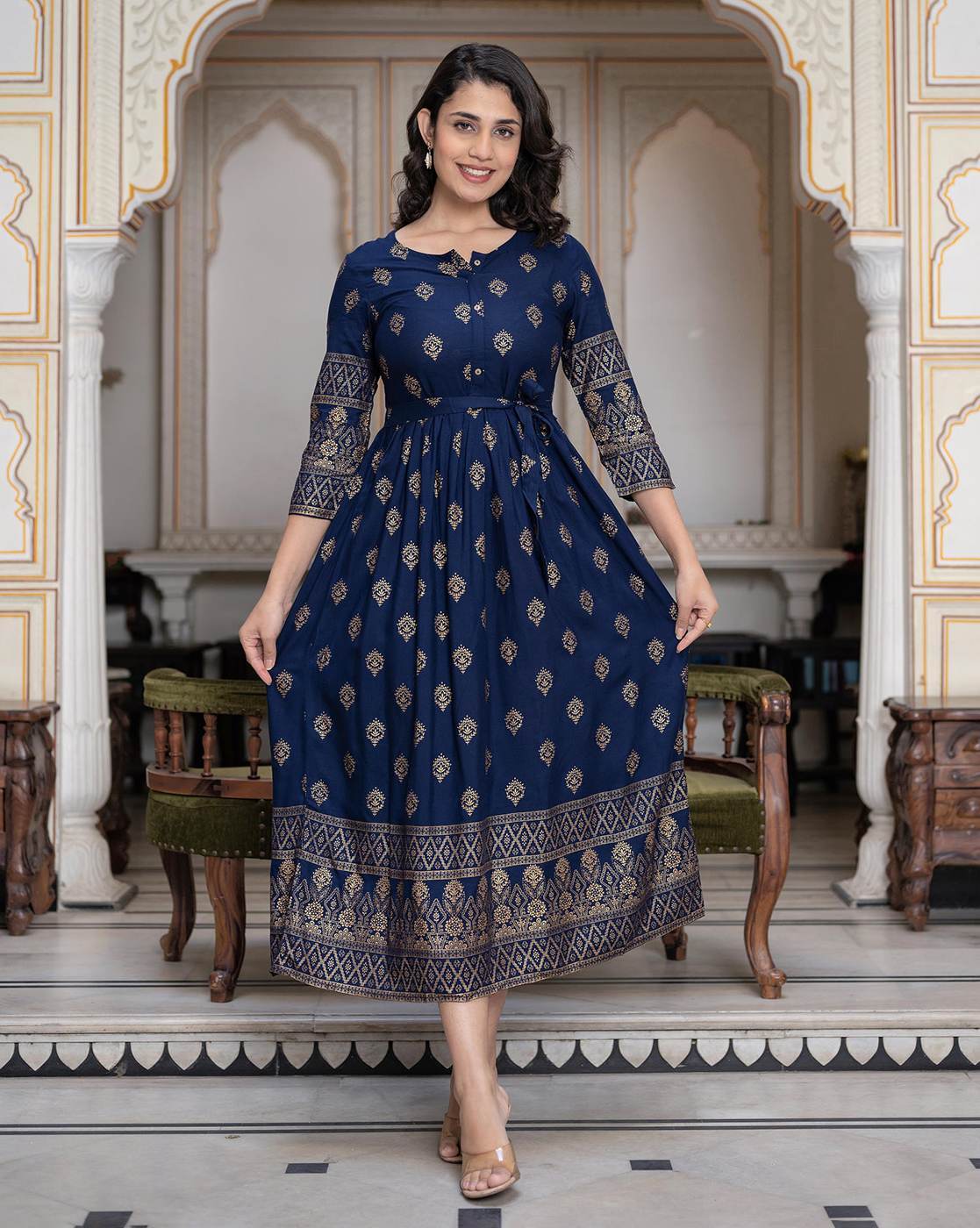 Buy Juniper Women Printed Fit & Flare Dress Online | Ajio.com