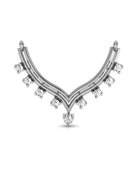 Avsar Women White Gold CZ Stone-Studded Kajal Mangalsuta