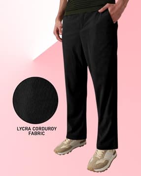 indiclub Men Ribbed Straight Track Pants with Drawstring Waist-picture-49