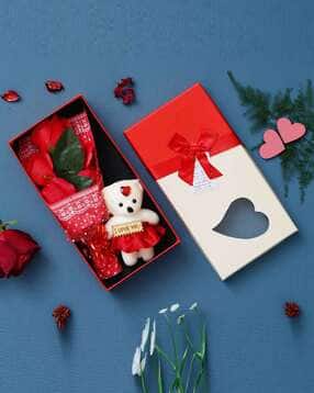 ecraftindia Roses Bouquet Teddy Bear Gift Box-picture-39