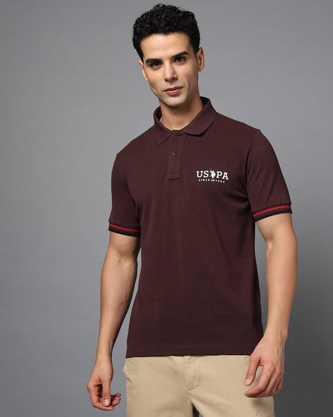 Men Logo Print Slim Fit Polo T-Shirt