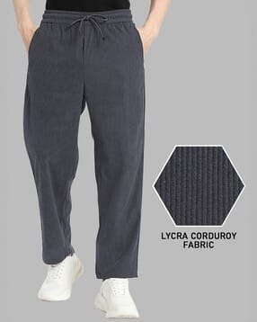indiclub Men Ribbed Straight Track Pants with Drawstring Waist-picture-12