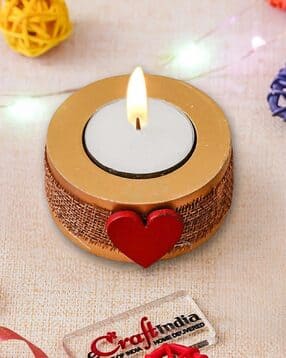 ecraftindia Round Heart Wooden Tea Light Candle Holders-picture-31