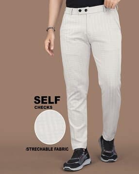 indiclub Men Checked Relaxed Fit Flat Front Trousers-picture-51