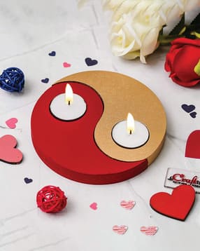 ecraftindia Yang Shape Wooden Tea Light Candle Holders-picture-18