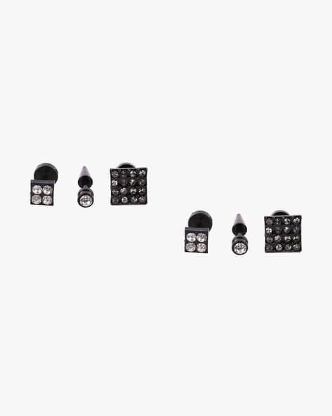 YOUSTA Men Pair of 3 Studded Earrings
