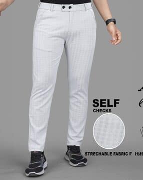 Men Checked Relaxed Fit Flat-Front Trousers-image-44