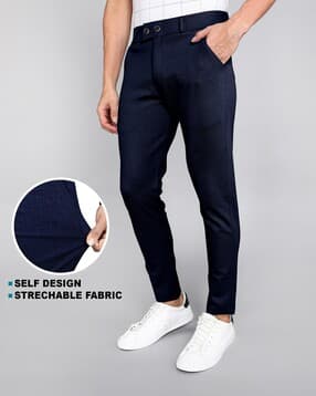 indiclub Men Relaxed Fit Flat-Front Trousers-picture-12