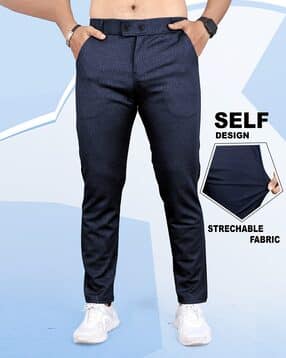 indiclub Men Relaxed Fit Flat-Front Trousers-picture-33