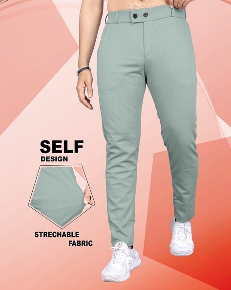 Men Relaxed Fit Flat-Front Trousers