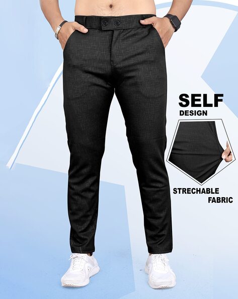  Men Relaxed Fit Flat-Front Trousers