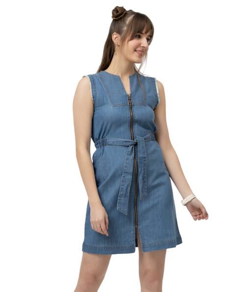 Buy MISS SELFRIDGE WomenDenim Dungaree Dress wit... Online | Ajio.com