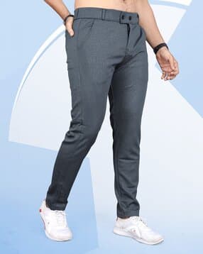 indiclub Men Relaxed Fit Flat-Front Trousers-picture-31