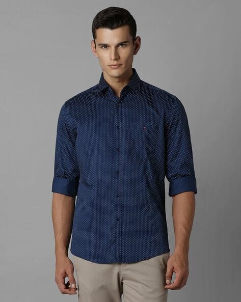 LOUIS PHILIPPE Men Micro Print Slim Fit Cotton Shirt