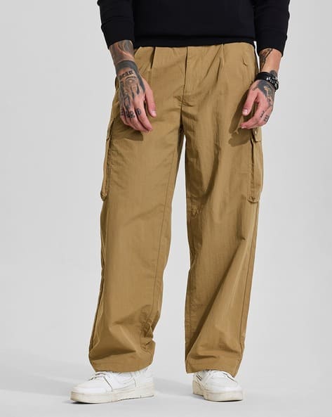 Men Flat-Front Loose Fit Cargo Pants