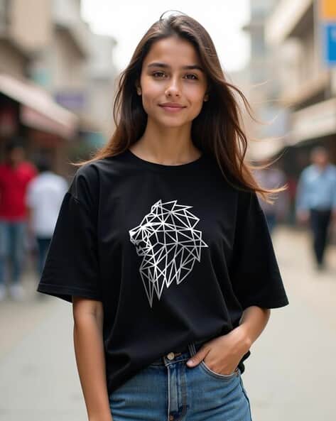 Women Graphic Print Loose Fit Round-Neck T-Shirt