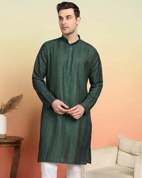 swagg india Men Sequin Embroidered Regular Fit Long Kurta-picture-3