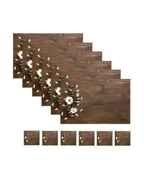 Waterproof Placemats with 6 Pcs Tea Coasters Set 