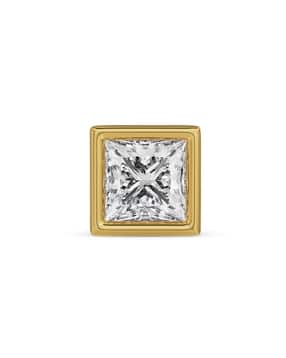 Men Yellow Gold Solitaire Diamond Stud Earrings-image-7