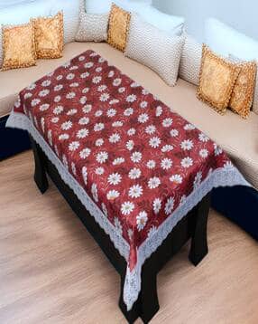 cread craft Floral Print 4-Seater Anti Slip Rectangular Table Cover-picture-4