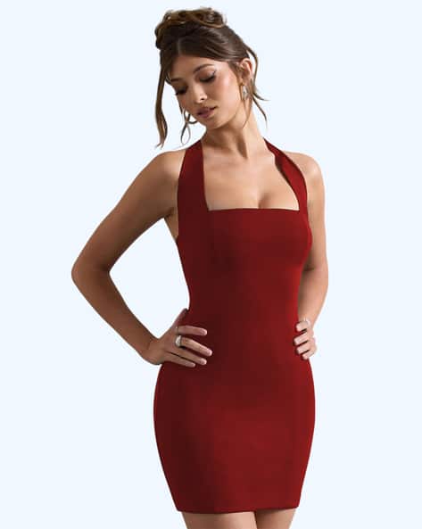 halter turtleneck wedding dress SATIN SHEATH HALTER NECK WEDDING DRESS MISTY main image 1