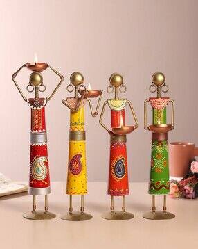 African Tribal Tea Light Holder Set 