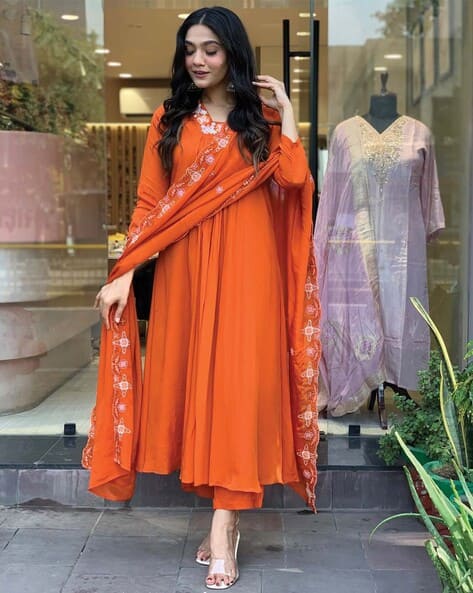 Buy Orange Kurta Suit Sets for Women by SVARAA Online
